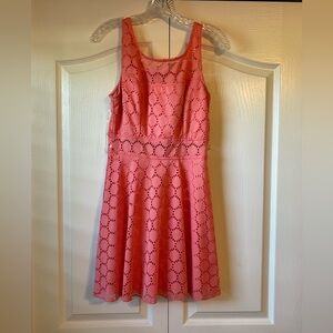 Coral Lace Sleeveless Dress